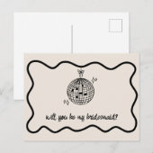 Invitation Carte Postale Demande de Demoiselle d'Honneur Manuscrite Boule D (Devant / Derrière)