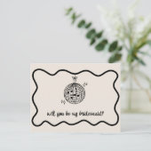 Invitation Carte Postale Demande de Demoiselle d'Honneur Manuscrite Boule D (Debout devant)