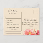Invitation Carte Postale Demande de réponse de mariage avec chanson florale (Dos)