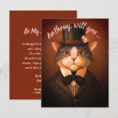 Invitation Carte Postale Demande témoin mariage rigolote pour chat (Devant / Derrière)