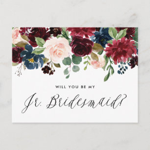 Invitation Carte Postale Demoiselle d'honneur junior Couronne florale borde