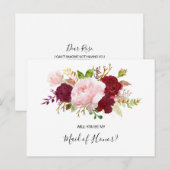 Invitation Carte Postale Demoiselle d'honneur tropicale rouge et romantique (Devant / Derrière)