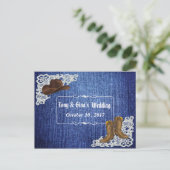 Invitation Carte Postale Denim Boots & Lace Wedding RSVP (Debout devant)