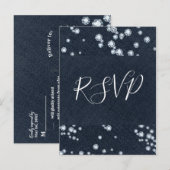 Invitation Carte Postale Denim & Diamants Blue Jeans Bling Glam RSVP (Devant / Derrière)