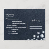 Invitation Carte Postale Denim & Diamonds Jean Bleu Bling Glam RSVP (Dos)