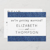 Invitation Carte Postale Denim Fabric, Denim Texture, Blue Denim, Mariage (Devant / Derrière)