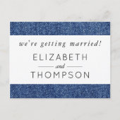Invitation Carte Postale Denim Fabric, Denim Texture, Blue Denim, Mariage (Devant)