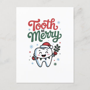 Invitation Carte Postale Dent pour être joyeuse Dentiste Noël Xmas 