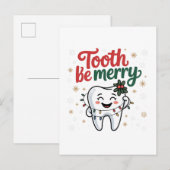 Invitation Carte Postale Dent soit Merry Drôle Dentaire Dentiste Noël (Devant / Derrière)