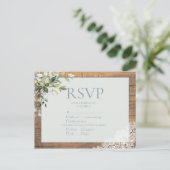 Invitation Carte Postale Dentelle en bois botanique bleu Dusty Eucalyptus R (Debout devant)