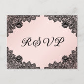 Invitation Carte Postale Dentelle florale noire et noire Mariage rustique R (Devant)