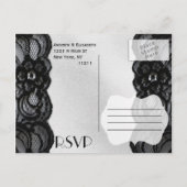 Invitation Carte Postale Dentelle noire et satin RSVP (Dos)