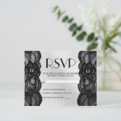 Invitation Carte Postale Dentelle noire et satin RSVP (Debout devant)