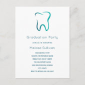 Invitation Carte Postale Dentistesse dentaire Médicale Image Graduation (Devant)