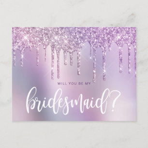 Invitation Carte Postale Des gouttes de parties scintillant violette, tu se