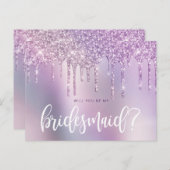 Invitation Carte Postale Des gouttes de parties scintillant violette, tu se (Devant / Derrière)