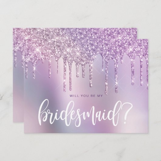 Invitation Carte Postale Des gouttes de parties scintillant violette, tu se (Devant / Derrière)