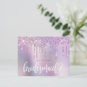 Invitation Carte Postale Des gouttes de parties scintillant violette, tu se (Debout devant)