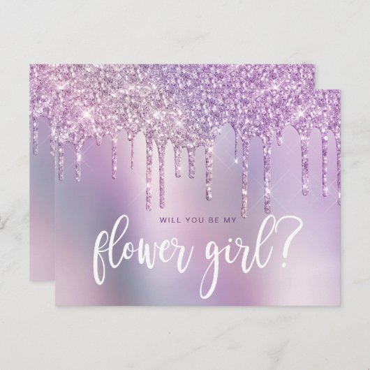 Invitation Carte Postale Des gouttes de parties scintillant violette, tu se (Devant / Derrière)