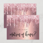 Invitation Carte Postale Des gouttes d'or rose, tu seras mon maître d'honne (Devant / Derrière)