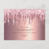 Invitation Carte Postale Des gouttes d'or rose, tu seras mon maître d'honne (Dos)