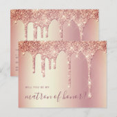 Invitation Carte Postale Des gouttes d'or rose, tu seras mon maître d'honne (Devant / Derrière)