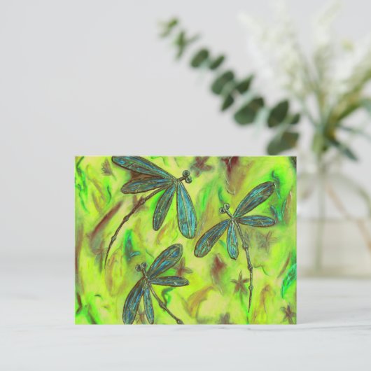 Invitation Carte Postale Des libellules célestes sur un ciel étoilé (Debout devant)
