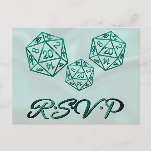 Invitation Carte Postale Dés RPG | Emerald Tabletop PnP Gamer Entree RSVP (Devant)