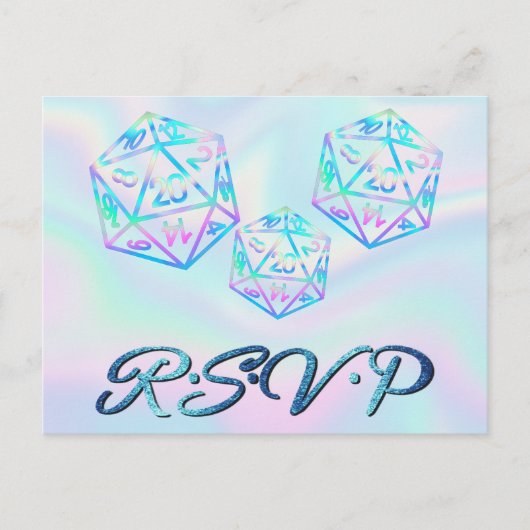 Invitation Carte Postale Dés RPG | Holo Imaginaire Tabletop Gamer Événement (Devant)