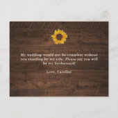 Invitation Carte Postale Des tournesols rustiques vous serez ma servante d' (Dos)