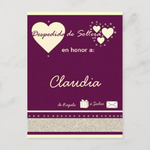 Invitation Carte Postale Desdepida de Soltera