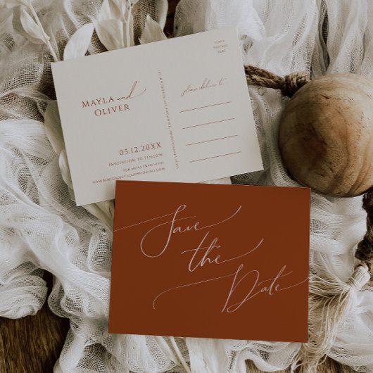 Invitation Carte Postale Désert de Whimsical | Rust Enregistrer La Date Car