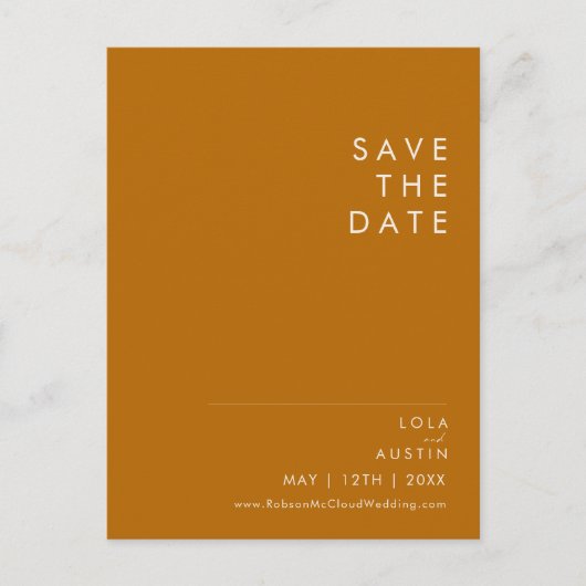 Invitation Carte Postale Désert simple | Burnt Orange Enregistrer La Date (Devant)