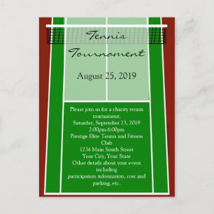 Invitation Carte Postale Design de court de tennis vert