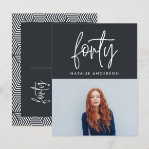 Invitation Carte Postale Design moderne 40e anniversaire simple élégant scr