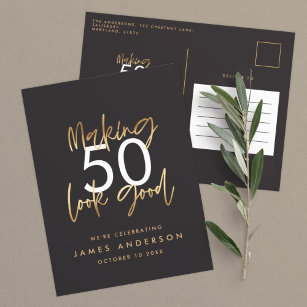 Invitation Carte Postale Design moderne 40e anniversaire simple élégant scr