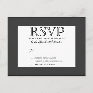 Invitation Carte Postale Design noir et blanc simple et élégant