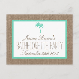 Invitation Carte Postale Détail de la fête de Bachelorette sur la plage ave