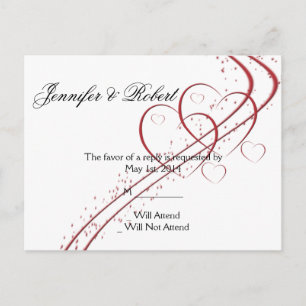 Invitation Carte Postale Deux coeurs comme un seul RSVP
