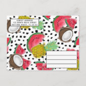 Invitation Carte Postale Deux tti Frutti Cute Fruit Aquarelle 2e anniversai (Dos)