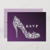 Invitation Carte Postale diamant talons hauts parties scintillant élégant R (Devant / Derrière)