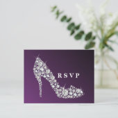 Invitation Carte Postale diamant talons hauts parties scintillant élégant R (Debout devant)