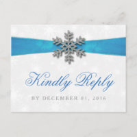 Diamante Snowflake & Blue Ribbon Mariage d'hiver