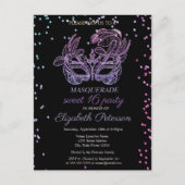 Invitation Carte Postale Diamants de violet mascarade, Douce masque 16 (Devant)