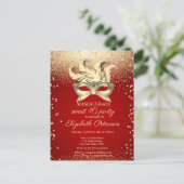 Invitation Carte Postale Diamants d'or mascarade, Masque, Doux rouge 16 (Debout devant)