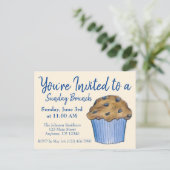 Invitation Carte Postale Dimanche Petit-déjeuner Brunch Party Blueberry Muf (Debout devant)