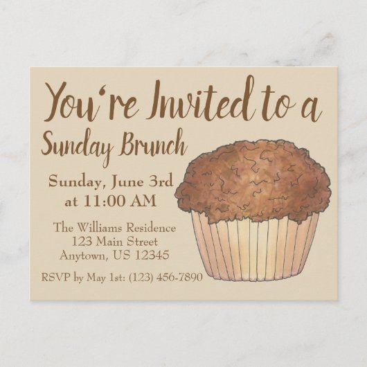 Invitation Carte Postale Dimanche Petit-déjeuner Brunch Streusel Crumb Muff (Devant)