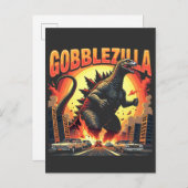 Invitation Carte Postale Dinde de Thanksgiving Spooky Gobblezilla (Devant / Derrière)