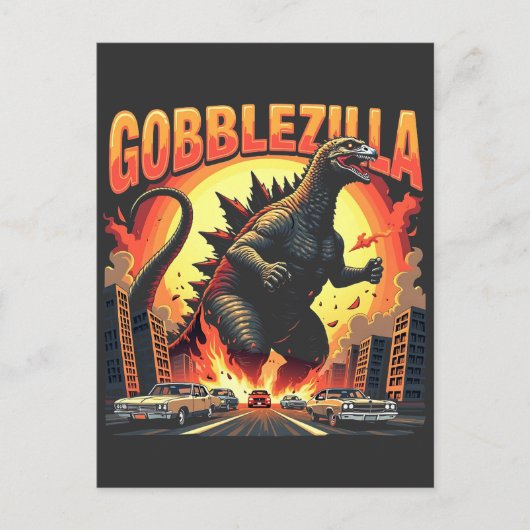 Invitation Carte Postale Dinde de Thanksgiving Spooky Gobblezilla (Devant)