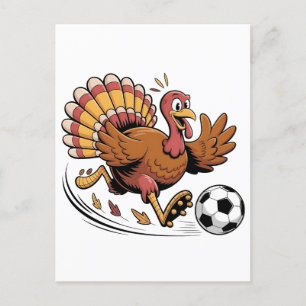 Invitation Carte Postale Dinde jouant au football de Thanksgiving amateur d